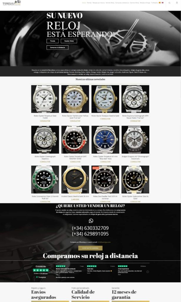 Diseño web Tienda online de relojes de lujo Turelojya